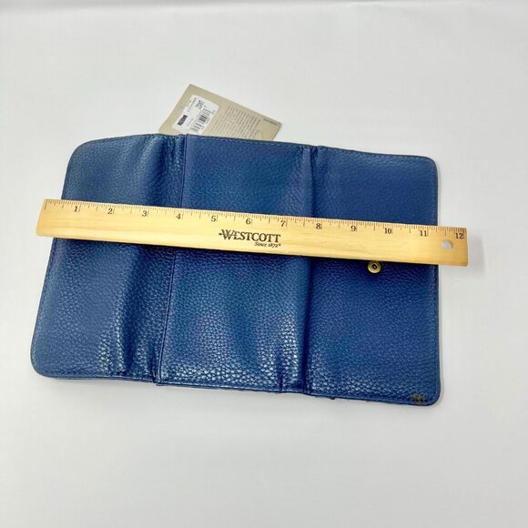 G.H. Bass & Co. Wallet Dark Blue Pebbled  Leather  Tifold  Unisex NWT - Picture 11 of 13